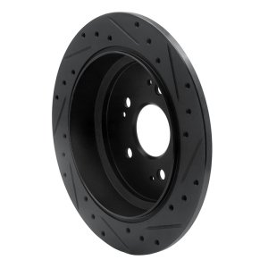 Honda Odyssey Brake Rotor (1) - Rear Left - R1 Concepts - Drilled & Slotted - Black - `05-`10